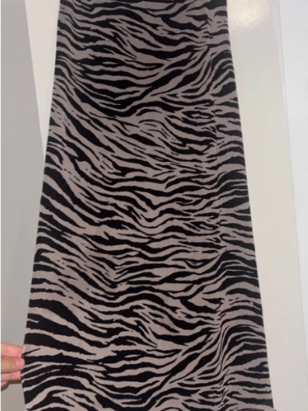 ASOS Black and Taupe Zebra-Print Maxi Skirt